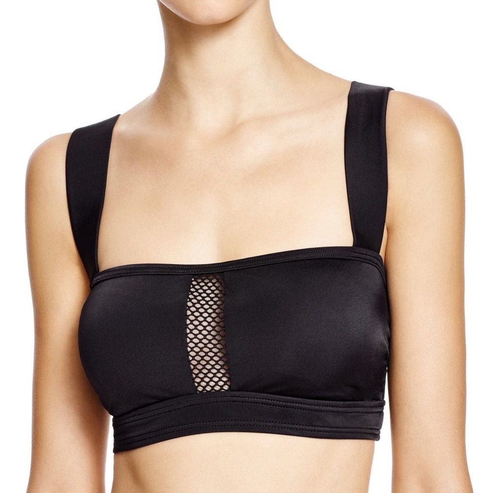 NWT DKNY Mesh Panel Black Bikini Top Size Medium